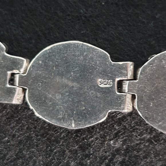 Vintage Mughal Revival 925 Silver Genuine Ruby & Green Crystal Floral Bracelet - Picture 9 of 13